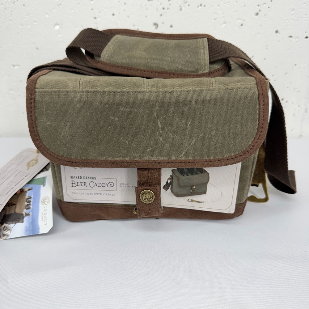 Legacy Beer Caddy Cooler Tote by Picnic Time, a waxed-canvas 6-pack carrier NEW